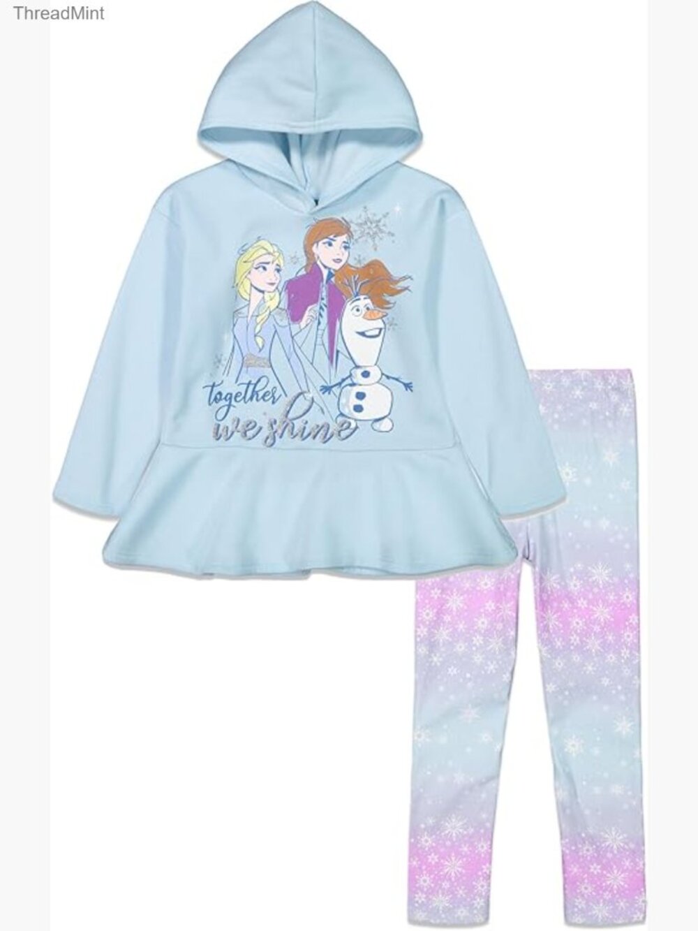 Frozen Girls Fleece Ruffled Hoodie & Leggings Set Toddler Big Kid